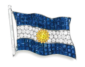 HISTORIC ARGENTINE FLAG BROOCH, BY VAN CLEEF & ARPELS