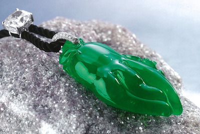 1817 Jadeite Buddha's Hand and Diamond Pendant Necklace