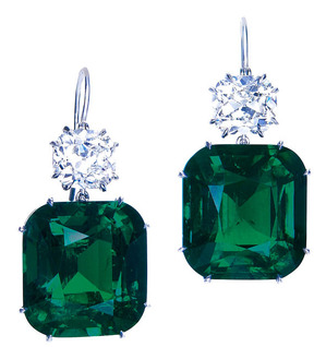 2724 Emerald Diamond Ear Pendants