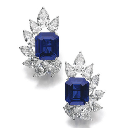 15.77 16.90ct Burmese Sapphier Diamond Ear Clips by Cartier