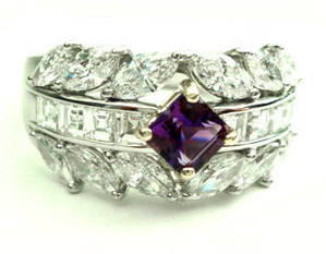  Amethyst Diamond Ring