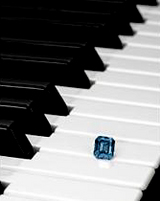 6.04ct EM Fancy Vivid Blue IF on Piano