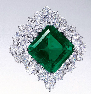 2806 Emerald Diamond Brooch,Pencant by H.W..